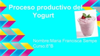 Proceso productivo del
Yogurt
Nombre:Maria Francisca Sempe
Curso:8°B
 