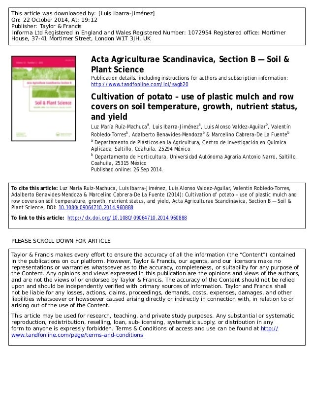 Acta Agriculturae Scandinavica Section B Plant Soil Science Evisa S Journals Database