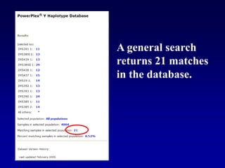 A general search
returns 21 matches
in the database.
 