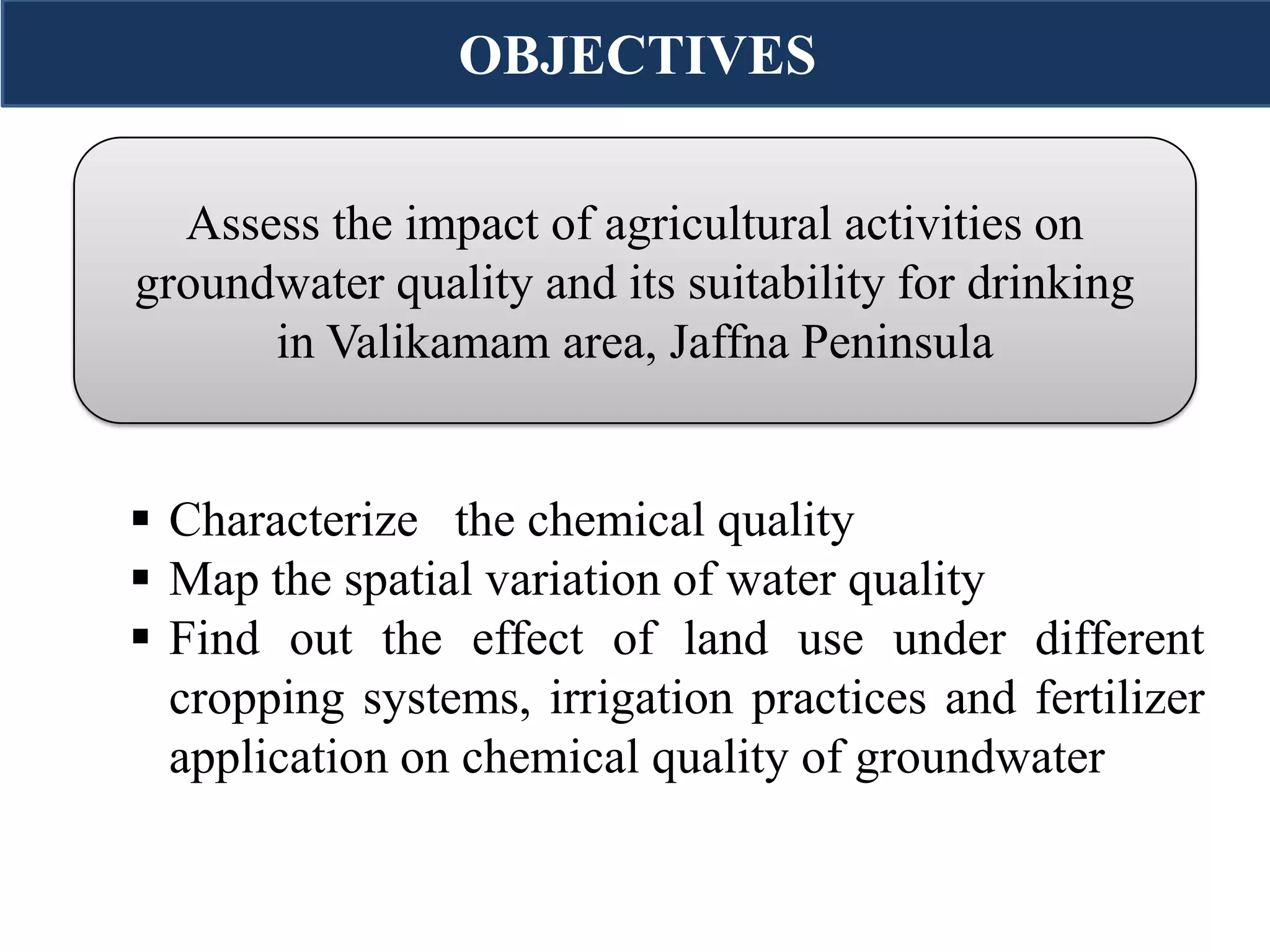 Impact of Agricultural Activities on Groundwater Quality and its ...