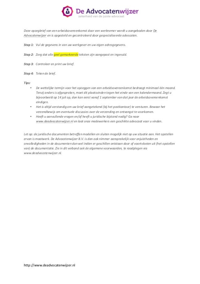 Voorbeeld Ontslagbrief Werknemer