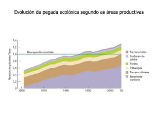 Evolución da pegada ecolóxica segundo as áreas productivas
 
