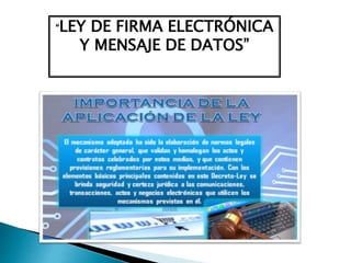 “LEY DE FIRMA ELECTRÓNICA
Y MENSAJE DE DATOS”
 