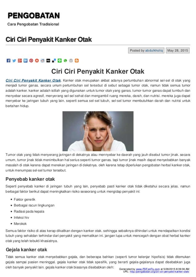 ciri ciri penyakit kanker otak 