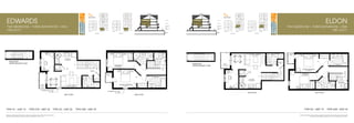 N

BLOCK B

N

BLOCK B

KEY PLAN

edwards

KEY PLAN

EDWARDS

3RD FLOOR

ELDON

2ND FLOOR

two bedroom + THREE bathroom + Den
1096 SQ.FT.

BLOCK B

BLOCK A

UPPER GROUND
FLOOR

LOWER GROUND
FLOOR

2ND FLOOR

2ND FLOOR

UPPER GROUND
FLOOR

BLOCK A

eldon

3RD FLOOR

LOWER GROUND
FLOOR

PARKING
GARAGE

PARKING
GARAGE

BLOCK B

BLOCK A

3RD FLOOR

MAIN ENTRY
UPPER GROUND FLOOR

BLOCK B

2ND FLOOR

BLOCK A

BLOCK B

3RD FLOOR

MAIN ENTRY
UPPER GROUND FLOOR

2ND FLOOR
2ND FLOOR

TYPE G1 - UNIT 15

two bedroom + THREE bathroom + Den
1087 SQ.FT.

TYPE G1R - UNIT 34

TYPE G3 - UNIT 26

Materials, specifications and floor plans are subject to change without notice. All floor plans are approximate
dimensions. Actual useable floor space may vary from the stated floor area. E. & O.E.

3RD FLOOR

3RD FLOOR

TYPE G3R - UNIT 29

TYPE G2 - UNIT 19

TYPE G2R - UNIT 23

Materials, specifications and floor plans are subject to change without notice. All floor plans are approximate
dimensions. Actual useable floor space may vary from the stated floor area. E. & O.E.

 