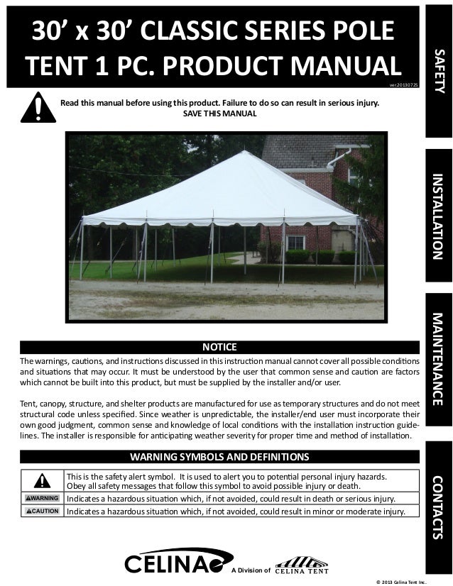 30 x 30 Pole Tent Installation Instructions