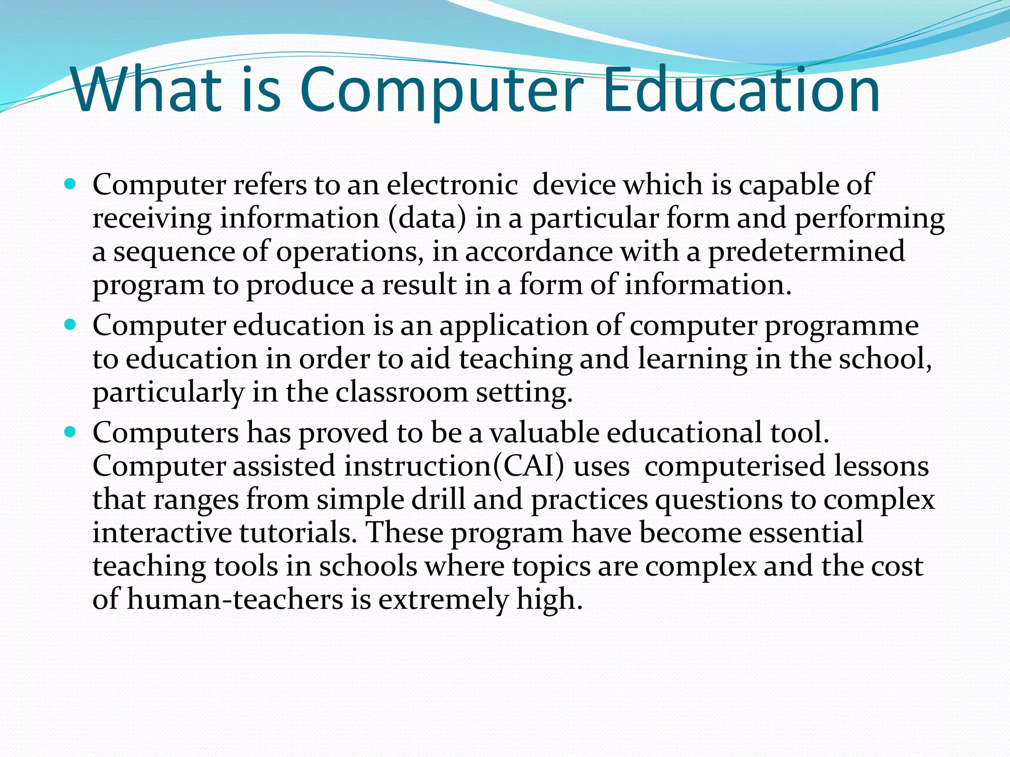 Computer Education Curriculum in Nursery and Primary School | PPTX
