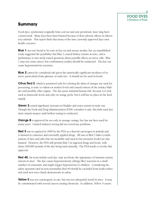 Food Dyes - A Rainbow of Risks Food Dyes - A Rainbow of Risks