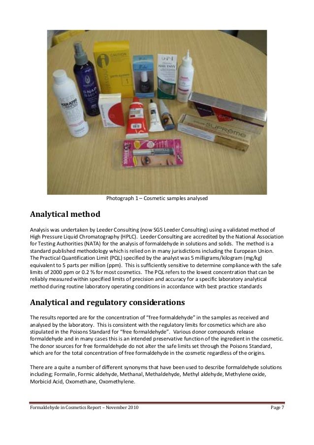 Formaldehyde in Cosmetics