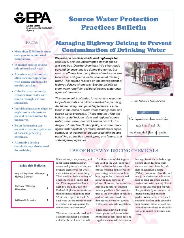Managing Highway Deicing to Prevent Contamination of Drinking Water