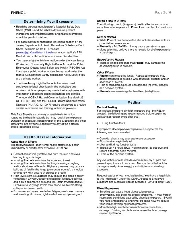 Phenol Hazardous Substance Fact Sheet