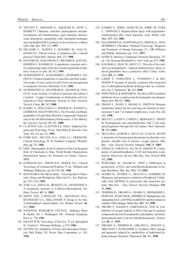 Phenols Sources & Toxicity