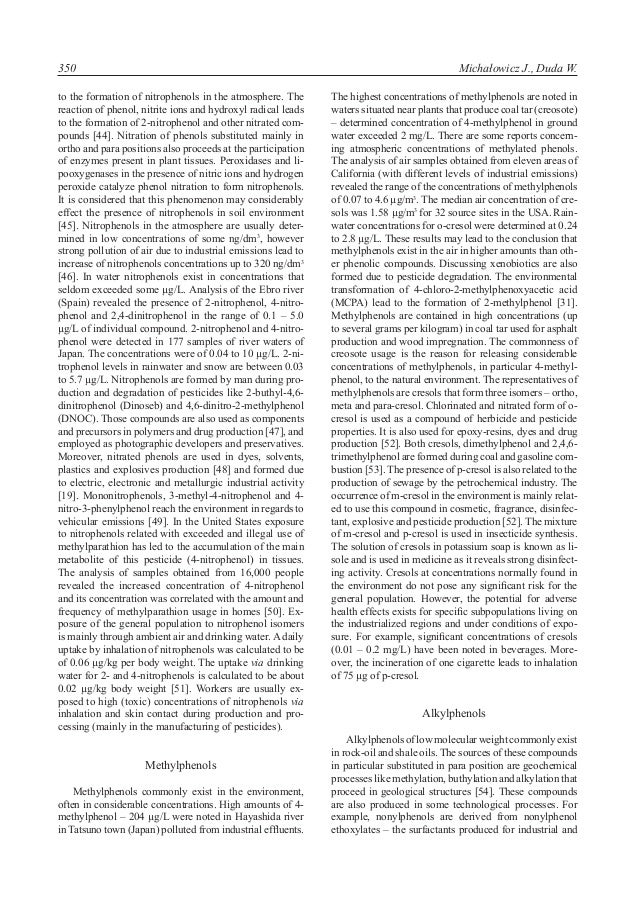 Phenols Sources & Toxicity