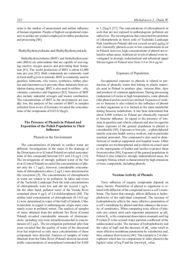 Phenols Sources & Toxicity