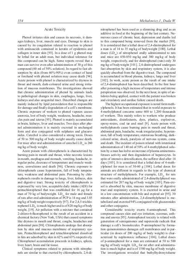 Phenols Sources & Toxicity