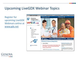 Upcoming LiveGDX Webinar Topics
Register for
upcoming LiveGDX
Webinars online at
www.gdx.net
 