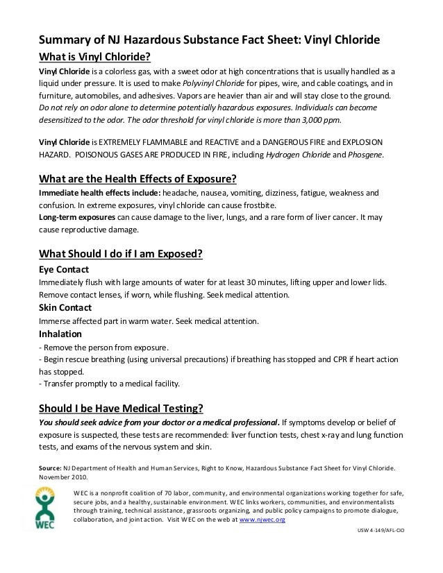 Vinyl Chloride Hazardous Substance Fact Sheet