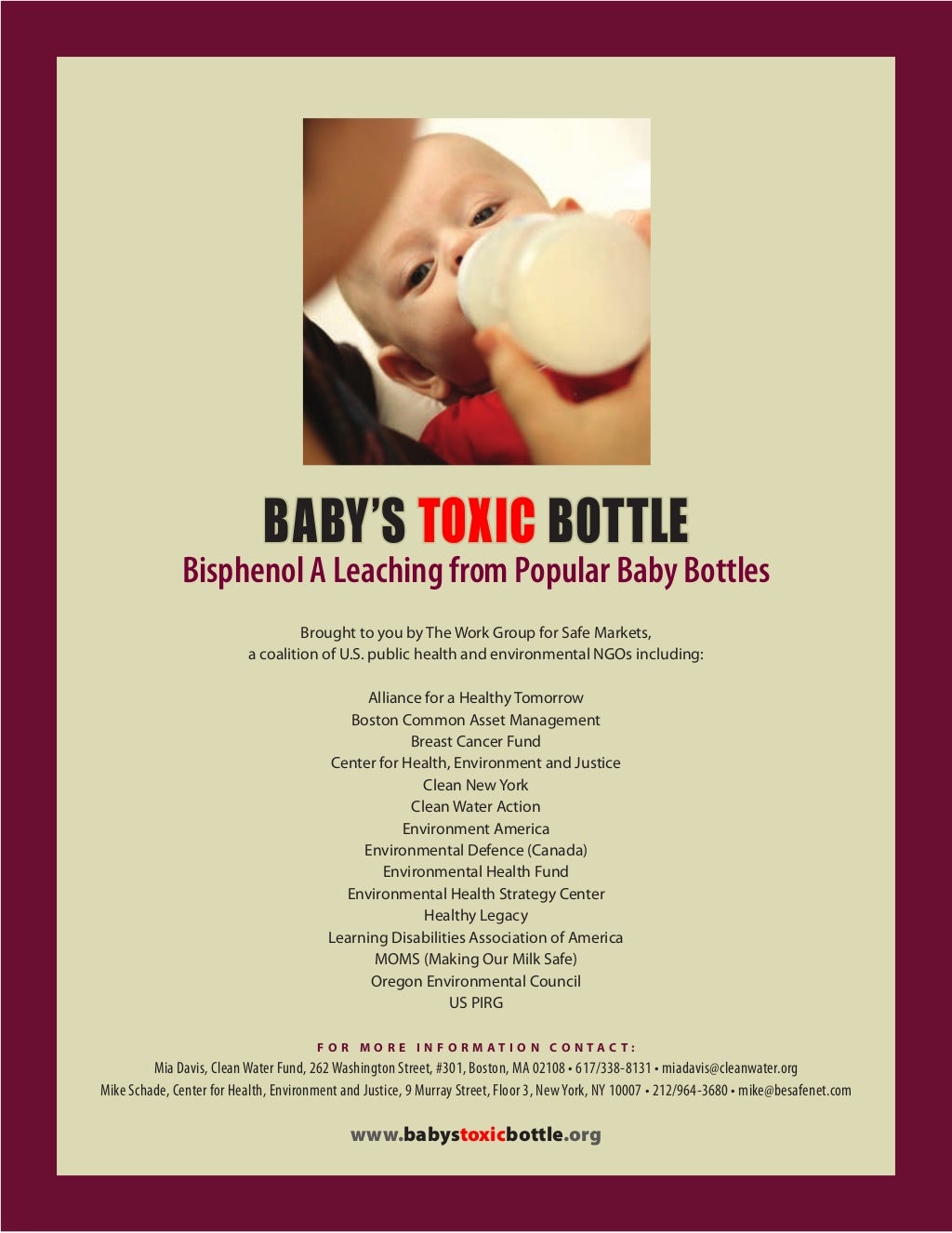 Baby's Toxic Bottle Bisphenol A Leaching from Popular Baby Bottles