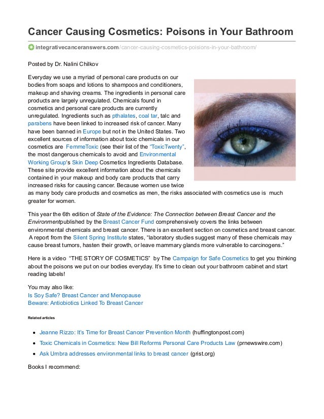 Cancer Causing Cosmetics: Poisons in Your Bathroom