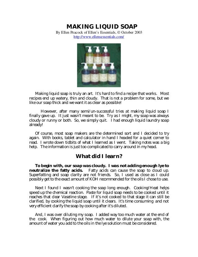 Making Liquid Soap A Guide for Making your own Soap