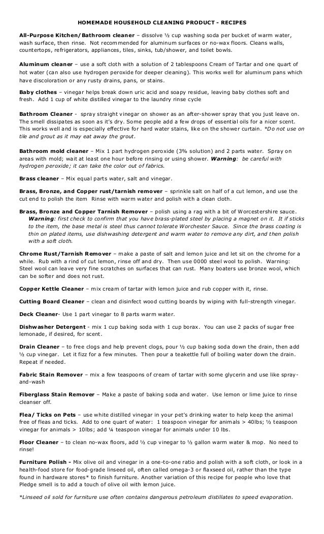 Recipes For Homemade Cleaning Products A Guide For Making Your Own