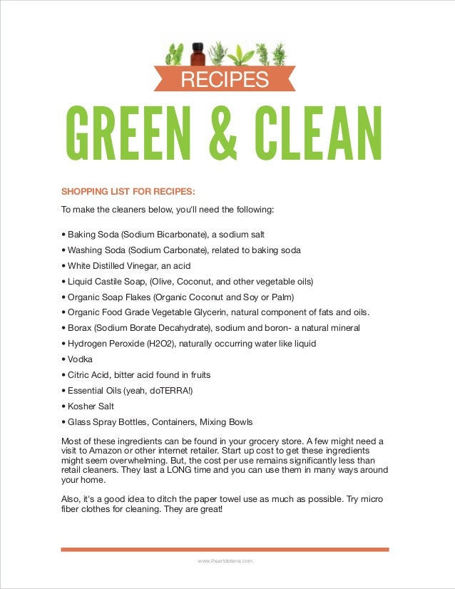 Recipes Green & Clean A Guide to Making your own Cleaners