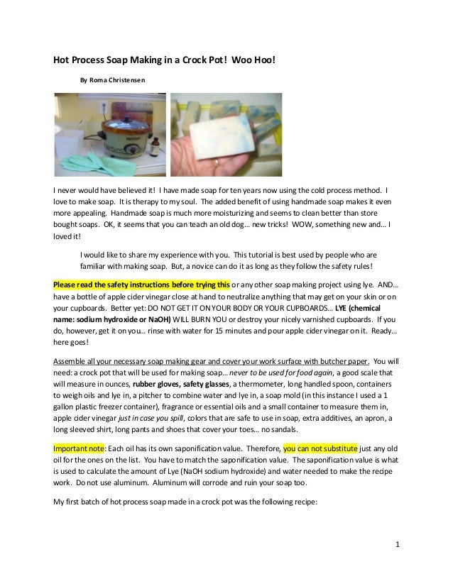 Hot Process Soap Making in a Crock Pot A Guide for Making your own Soap