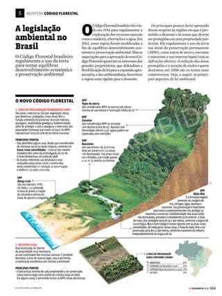 110 GE GEOGRAFIA 2018
5
5 BIOSFERA PRESERVAÇÃO E CONSERVAÇÃO
C
om a evolução da consciência
ambiental ao longo das décadas,
foramsendocriadosmecanismos
legais para proteger áreas de grande
importância ecológica. Foi assim que
surgiram os parques nacionais, esta-
duais e municipais, as reservas ecológi-
cas ou extrativistas e as áreas de prote-
ção ambiental.
Dentrodesseâmbito,podemseriden-
tificadasduascorrentesdepensamento:
opreservacionismo,quecolocaempri-
meiro plano a necessidade de proteção
dosecossistemasedoshabitatsnaturaise
emsegundoplanoaspopulaçõeshumanas
dessasáreas.Jáoconservacionismode-
Os limites
da exploração
Mecanismos legais de
proteção ambiental
tentam regulamentar
o uso da terra e proteger
os ecossistemas brasileiros
fendeanecessidadedeseprotegeremos
ecossistemasnaturaisjuntamentecomas
populaçõeshumanas,emespecialospo-
vostradicionaisquevivemnesseslocais.
A primeira área criada oficialmente
para a proteção da flora e da fauna no
mundo foi o Parque Nacional de Yellow-
stone, nos Estados Unidos, no ano de
1872. Esse parque tinha como objetivo
proteger legalmente a vida selvagem e
preservar áreas de grande beleza cê-
nica, sem a presença de populações
humanas. Tratava-se, portanto, de uma
visão preservacionista. Esse enfoque
também foi adotado em outros países,
incluindo o Brasil, onde foi criado o
Parque Nacional de Itatiaia, no estado
do Rio de Janeiro, na década de 1930.
Diversas outras ações semelhan-
tes surgiram no país sob essa mesma
perspectiva, mas, ao longo do século
XX, a visão conservacionista passou a
influenciar a criação de Unidades de
Conservação (UCs), ou seja, as popula-
çõeslocaispassaramaserconsideradas
corresponsáveis pela conservação das
áreasprotegidas.AtualmenteoSistema
Nacional de Unidades de Conservação
(Snuc)–criadopelaleifederalnº9.985,
de18dejulhode2000,egerenciadopelo
MinistériodoMeioAmbiente–classifica
as áreas protegidas em dois grupos:
 Unidades de Proteção Integral –
permite apenas o uso indireto dos re-
cursosnaturais,pormeiodepesquisa
científica, atividades educacionais e
turismo ecológico. O objetivo prin-
cipal é a preservação da natureza.
 UnidadesdeUsoSustentável–pre-
vê a exploração parcial dos recursos
naturais, de acordo com legislação
específica para cada área protegi-
da. O objetivo é tornar compatível a
conservação da natureza com o uso
sustentável dos recursos naturais.
Em 2016, o Brasil tinha 2.175 uni-
dades de conservação continentais,
sendo 687 Unidades de Proteção In-
tegral e 1.488 de Uso Sustentável. No
total, as áreas protegidas no Brasil so-
mam 1.583 quilômetros quadrados –
oquerepresentacercade18%doterritó-
rionacional.Háumaforteconcentração
deáreasprotegidasnaAmazônia(cerca
de 27,7% do bioma é designado unidade
de conservação). Isso não significa que
não ocorram transgressões, já que há
desmatamentos ilegais, poluição das
águas e desrespeito aos direitos dos po-
vostradicionais(indígenas,ribeirinhos,
seringueiros).AMataAtlânticaeocerra-
do,osdoisbiomasbrasileirosnalistade
hotspotsmundiais(vejamaisnapág.105),
possuem bem menos áreas protegidas
doqueaAmazônia(vejagráficoabaixo).
Amazônia
Caatinga
Cerrado
Mata Atlântica
Pampa
Pantanal
Total em terra
Total no mar
Fonte: Ministério do Meio Ambiente
UNIDADES DE CONSERVAÇÃO (2016)
Proporção em área do bioma em unidades de
conservação federais, estaduais e municipais,
até agosto no ano
Preservado Não preservado
27,7%
7,7%
8,6%
10%
2,7%
4,6%
17,9%
1,6%
72,3%
92,3%
91,4%
90%
97,3%
95,4%
82,1%
98,4%
RESERVA NATURAL O Parque Nacional de Itatiaia foi criado para preservar sua fauna e flora originais
[1]
VENDA PROIBIDA
 