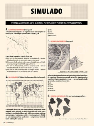 133
GE GEOGRAFIA 2018
UNESP 2016 – 2ª FASE
O que o gráfico permite analisar? Considerando as informações do gráfico, indique os intervalos percentuais aproximados das legendas do
mapa para os tipos I e V.
1 O gráfico em forma de pirâmide traz informações
sobre o uso da terra em cada estado da Federação.
Nos três eixos do gráfico é possível verificar as
seguintes coberturas da superfície do território:
mata/floresta, lavoura e pastagem.
2 Repare que dentro da pirâmide encontram-
se distribuídas as siglas de todos os estados
brasileiros. A posição deles traz as informações
sobre o uso da terra em cada uma das três
coberturas apresentadas. Note que há um traçado
em volta das siglas que indica um número em
algarismo romano. Essa informação é importante
para fazer a leitura cruzada com o mapa, como
veremos adiante.
3 Aqui temos uma importante dica para interpretar as
informações deste gráfico. Isole um estado qualquer
dentro da pirâmide. A partir daí, veja que posição ele
ocupa dentro dos três eixos da pirâmide e qual
o percentual informado. Tome como exemplo o Acre,
que ocupa a posição mais próxima do topo. O gráfico
nos informa que o estado faz o seguinte uso da terra:
Mata/floresta: cerca de 70%
Lavoura: cerca de 10%
Pastagem: cerca de 20%
4 O mapa revela a classificação de estado de acordo
com o tipo de interferência no uso do solo (lavoura,
pastagem, mata/floresta) e o grau de intensidade
(pouco, muito etc.). Para ler a informação correta
basta observar a cor de cada estado e associá-la à
legenda correspondente. Mas repare que o mapa
não informa o nome dos estados.
DICAS PARA RESOLUÇÃO
Note que a questão não exige explicações sobre o uso do solo no Brasil –
para responder à questão, basta analisar corretamente os dados do gráfico
e do mapa. A primeira pergunta tem resposta simples, basta dizer o que
o gráfico informa: ele permite analisar o uso do solo ao longo de 2006 em
todas as unidades federativas do país, a partir de três variáveis: mata/
floresta, lavoura e pastagem.
Já para responder à segunda questão é preciso cruzar as informações
percentuais do gráfico com o tipo de uso de solo apresentado nas legendas
do mapa. Pela leitura do gráfico e do mapa, observamos que o tipo I inclui
os estados do Acre e do Amapá. Já o tipo V tem apenas o estado do Rio
de Janeiro. Logo, para responder a questão basta observar os percentuais
aproximados desses estados fazendo a correta leitura do gráfico da pirâmide.
Dessa forma, temos a seguinte resposta:
1
1
1
2
3
4
Tipo I Tipo V
Mata /floresta 60 a 70% 15%
Lavoura 5% 25%
Pastagem 25 a 35% 65%
Unidades da
Federação
Acre e
Amapá
Rio de
Janeiro
VENDA PROIBIDA
 