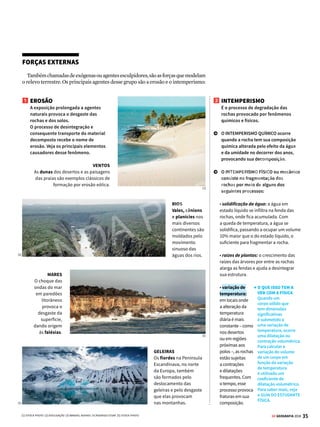 34 GE GEOGRAFIA 2018
LITOSFERA RELEVO EM MOVIMENTO
3 ABALOS SÍSMICOS
São tremores na superfície terrestre
causados pelo movimento das placas
tectônicas ou em virtude da grande
energia liberada pelo vulcanismo. Eles
se propagam a partir do hipocentro
(foco de contato entre as placas) em
ondas pelas rochas, atingindo regiões
distantes do epicentro (ponto na
superfície da Terra diretamente acima
do local onde se registra a maior
intensidade do tremor). A cada vez
que as enormes placas se encontram,
grande quantidade de energia fica
acumulada em suas rochas. De tempos
em tempos, o arsenal é liberado de
forma explosiva – essa liberação pode
ser sentida por meio de terremotos
que chacoalham as áreas continentais
do globo, geralmente nas bordas das
placas. Quando os abalos sísmicos
ocorrem no fundo oceânico, são
batizados de maremoto. Esses últimos
podem causar os temíveis tsunamis, ou
ondas gigantes (veja mais na pág. 58).
NATUREZA EM FÚRIA
HAITI
VIOLENTOTERREMOTODEVASTAPAÍSPOBRE
No dia 12 de janeiro de 2010, a terra tremeu
violentamentenoHaiti.Emapenasumminuto,
o terremoto de 7 pontos na escala Richter
derrubou90%dasconstruçõesdesuacapital,
PortoPríncipe.Maisde3milhõesdepessoas–
um terço da população haitiana – foram afe-
tadas pelo tremor. O número de mortos é
estimado entre 220 mil e 250 mil.
OterremotonoHaitifoiumatragédiaanun-
ciada. A ilha de Hispaniola, que abriga o Haiti
e a República Dominicana, fica sobre a fenda
entre duas grandes placas tectônicas, a do
Caribe e a Norte-Americana (veja mais na
pág. 30). E regiões desse tipo estão sujeitas
a abalos sísmicos.
País mais pobre das Américas, o Haiti já
tinha enormes carências mesmo antes da
catástrofe. Em 2017, seis anos após o terre-
moto, 50 mil pessoas ainda vivem em acam-
pamentos improvisados. Sem perspectivas,
muitos haitianos acabam migrando para
nações como o Brasil, onde esperam uma
oportunidade de recomeçar a vida.
VOCÊ SABIA?
TERREMOTOS NO BRASIL
As regiões mais propícias a terremotos localizam-se na junção
das placas tectônicas. Como o Brasil fica bem no meio da placa
Sul-Americana, não há abalos sísmicos de grandes proporções. Mas
isso não significa que estamos livres de tremores. Fenômenos de
pequena intensidade podem se manifestar no Brasil devido a falhas
geológicas provocadas por desgastes na placa tectônica. Também
ocorrem tremores como reflexo de outros choques entre placas
tectônicas ocorridos em locais mais distantes na América do Sul.
Em abril de 2008, um abalo de 5,2 pontos na escala Richter atingiu
a cidade de São Paulo e assustou milhares de moradores. Um ano
antes, um tremor de 4,9 pontos na cidade de Itacarambi, no norte
de Minas Gerais, provocou a primeira vítima fatal de terremotos no
Brasil, depois que uma parede caiu sobre uma criança de 5 anos.
[1]
DEVASTADO O terremoto no Haiti, em 2010, derrubou 90% das construções da capital, Porto Príncipe
VENDA PROIBIDA
 