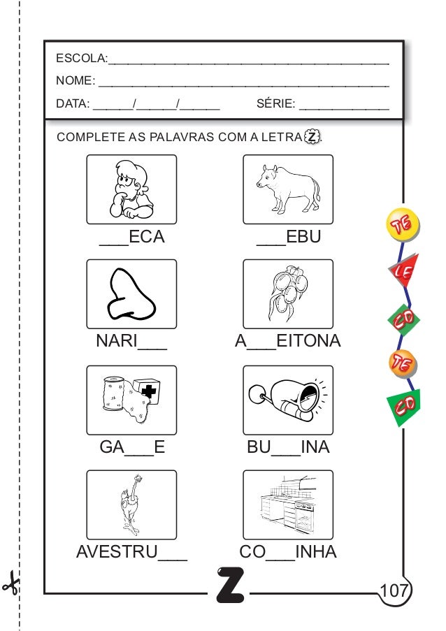Lista De Palavras Z Para Criancas Só Escola Atividades Com A Letra