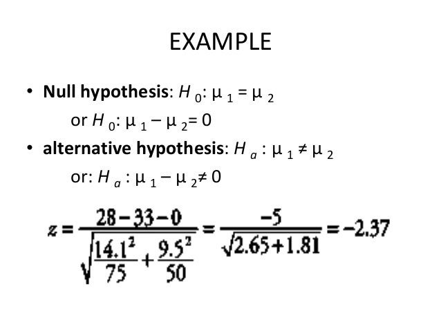 z score of null hypothesis
