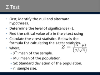 Comprehensive Guide to Z Test: Concepts, Applications, and Examples | PPTX