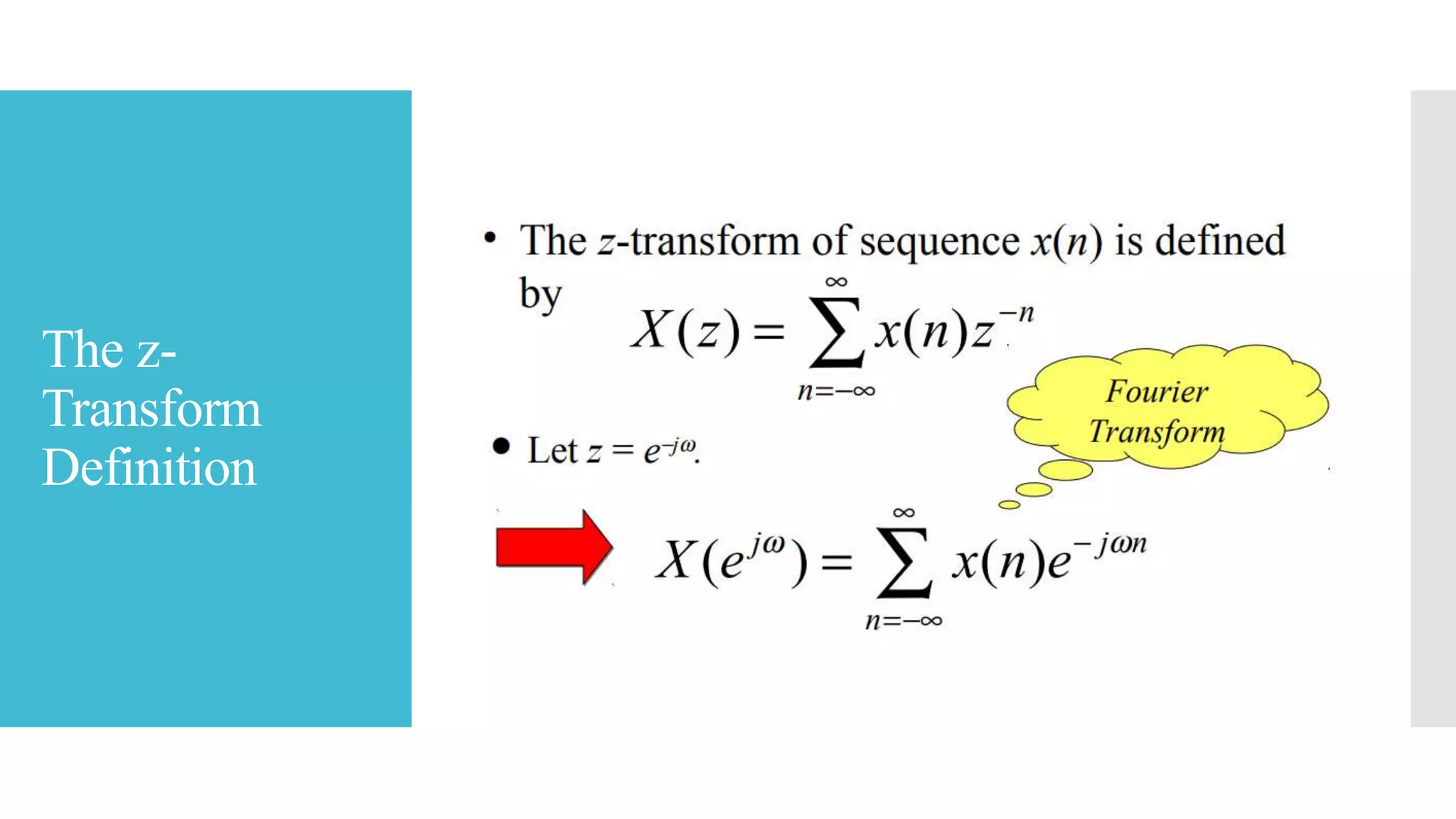 The z-
Transform
Definition
 