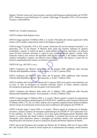 Oggetto: Ulteriori misure per la prevenzione e gestione dell'emergenza epidemiologica da COVID-
2019 - Ordinanza ai sensi ...