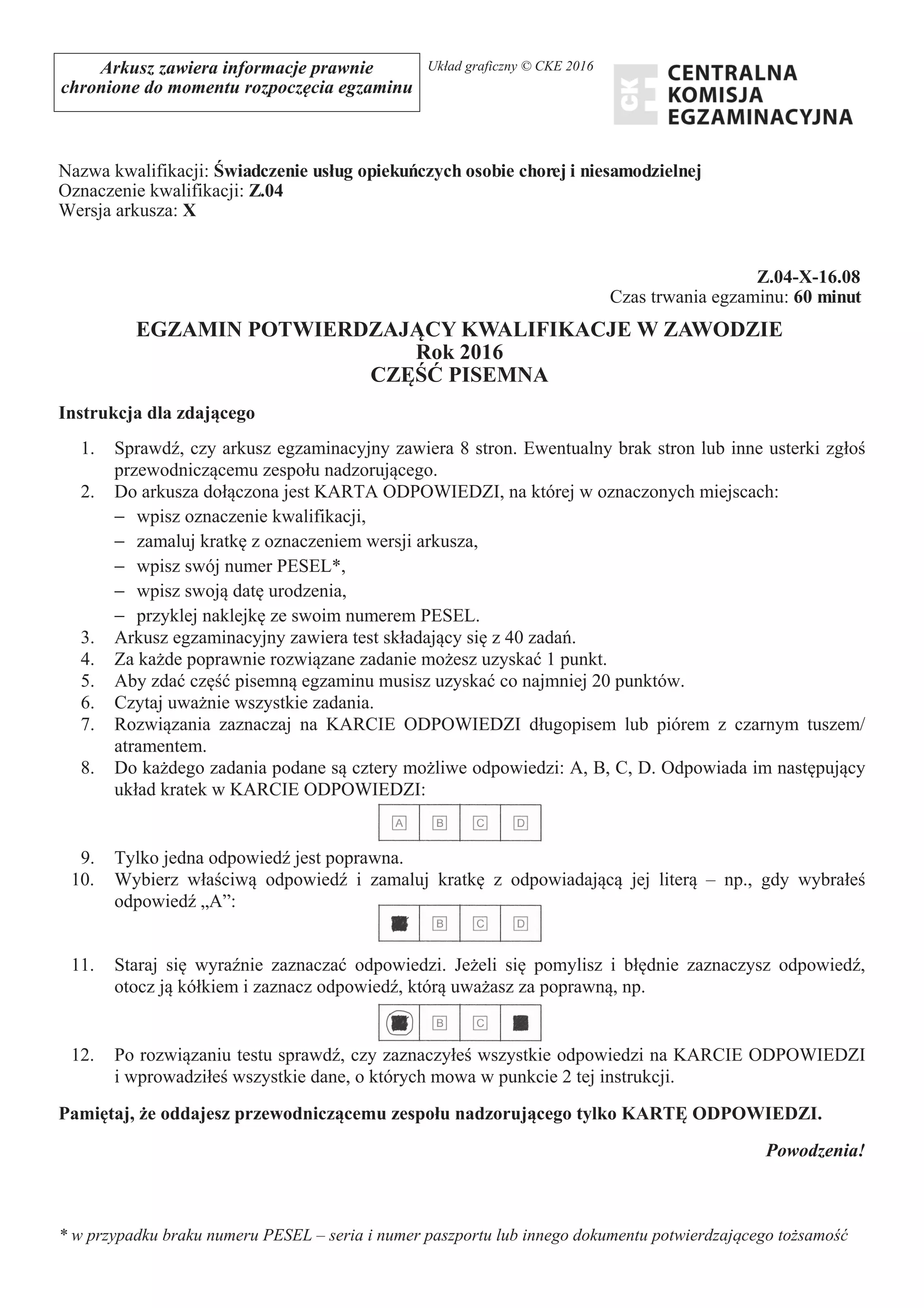 Z 04 2016_08_x Egzamin pisemny potwierdzający kwalifikacje w zwodzie