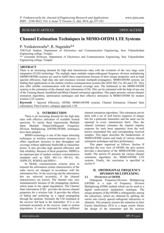 Channel Estimation Techniques in MIMO-OFDM LTE SystemsCauses and ...