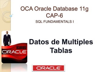 OCA Oracle Database 11gCAP-6 SQL FUNDAMENTALS I Datos de Multiples Tablas 