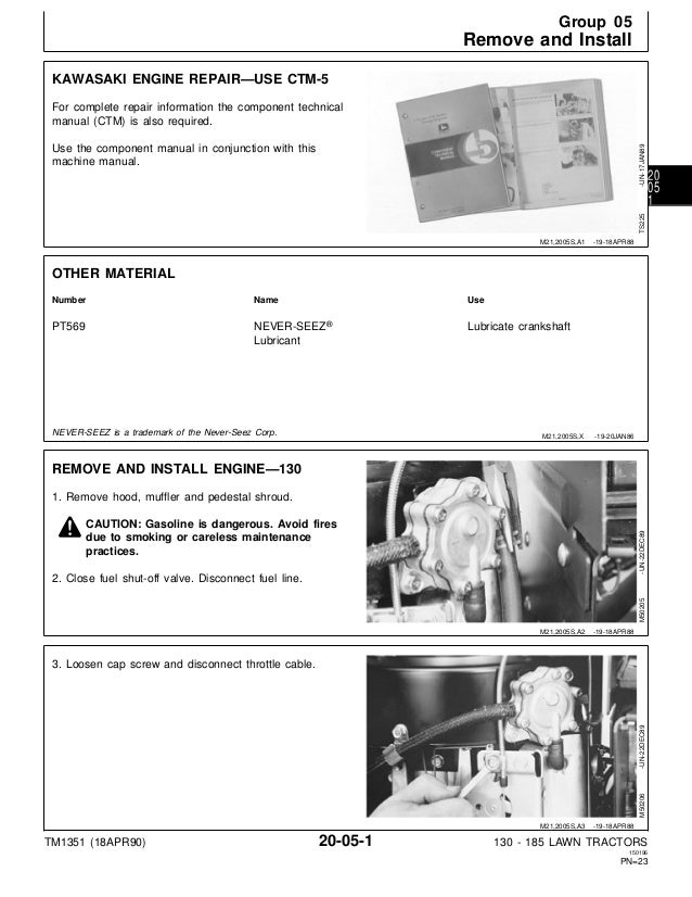 John Deere 185 Hydro Riding Lawn Mower Service Repair Manual TM1351 on CD