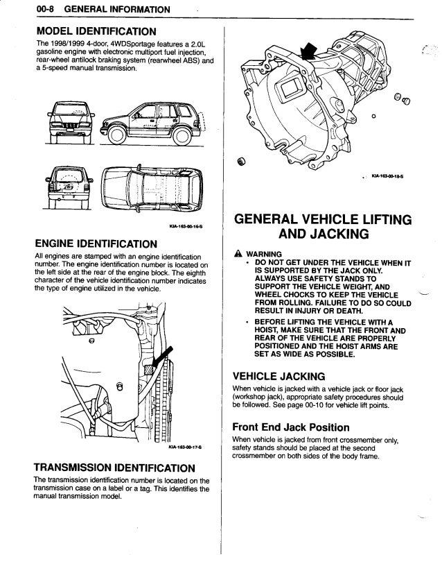1998 Kia Sportage Service Repair Manual