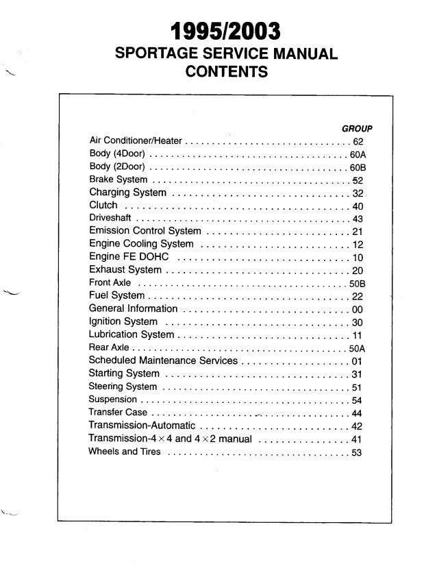 99 Kia Sportage Repair Manual 99 Kia Sportage Repair Manual