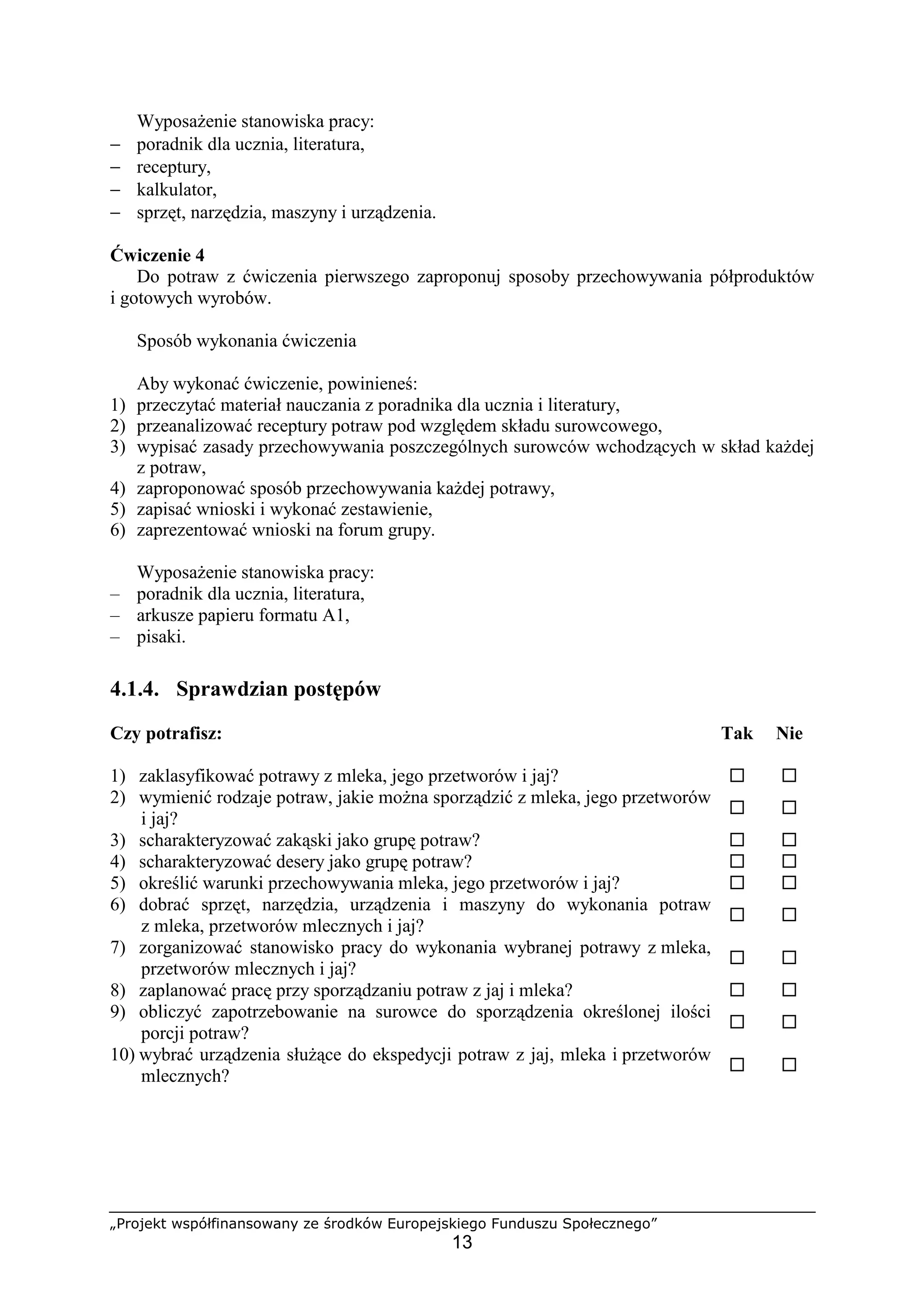 Sporządzanie podstawowego asortymentu potraw z jaj, mleka i przetworów