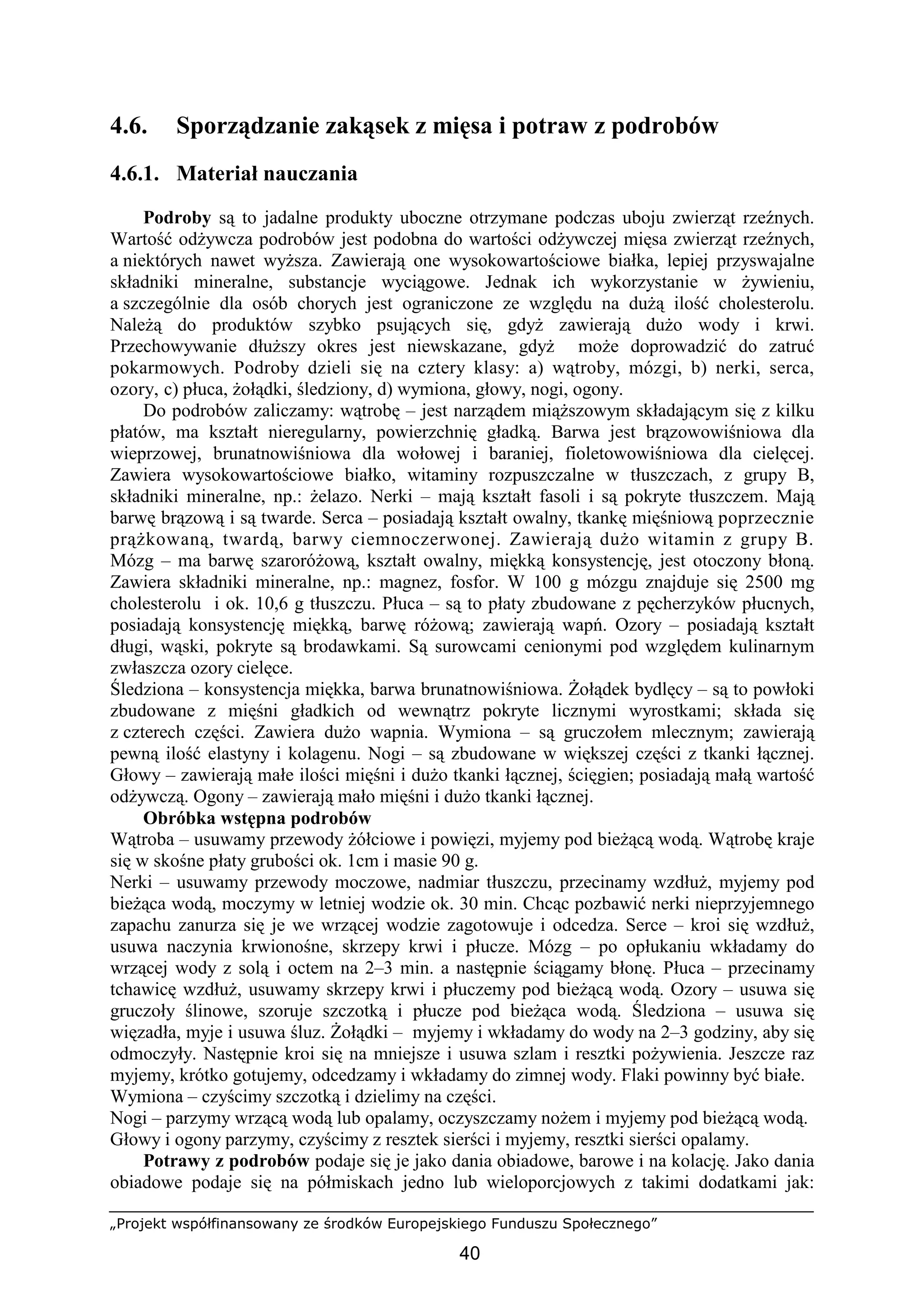 Sporządzanie podstawowego asortymenty potraw i półproduktów z mięsa