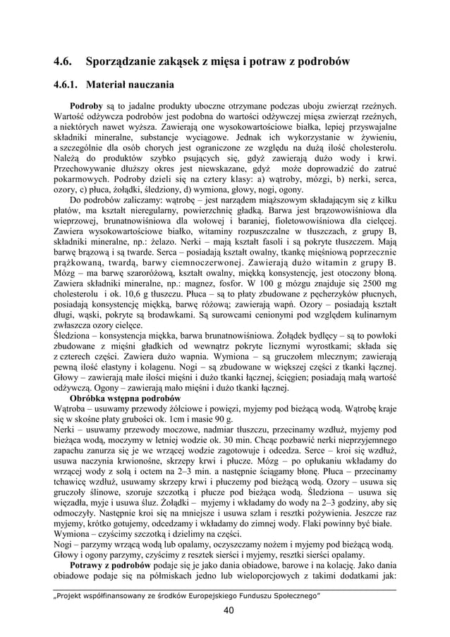 Sporządzanie podstawowego asortymenty potraw i półproduktów z mięsa