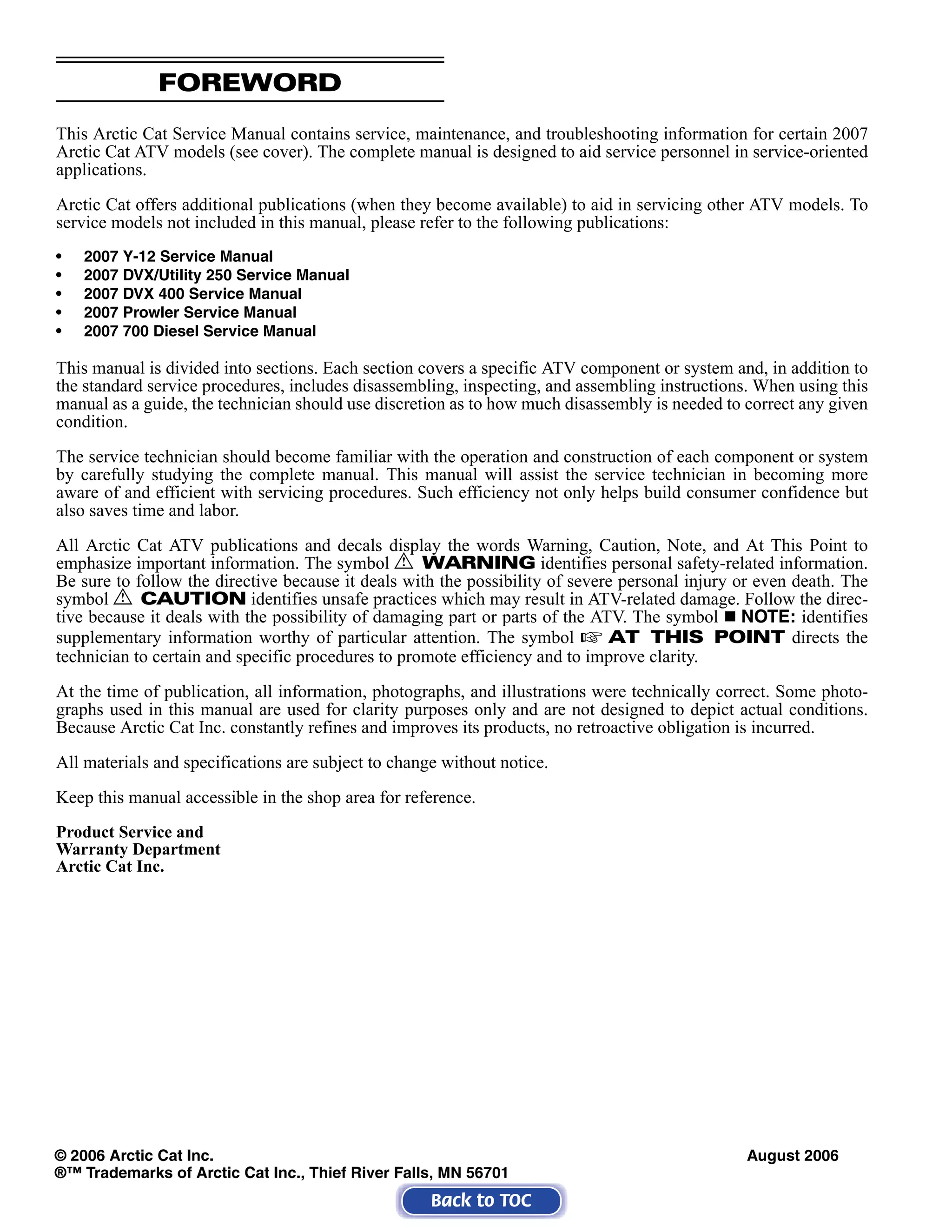 2000 ARCTIC CAT 400 4X4 SERVICE MANUAL PDF visual data 6