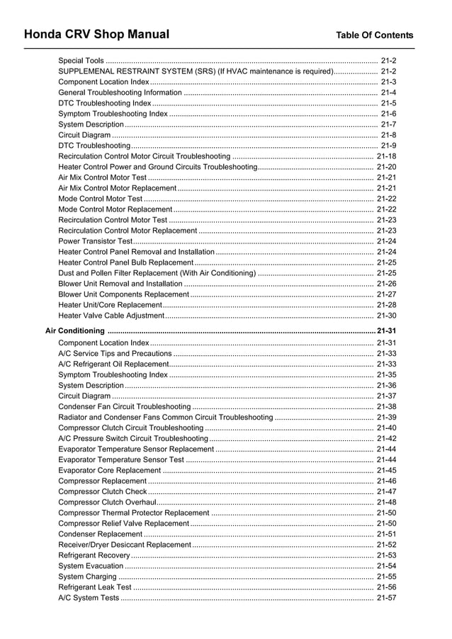 2004 HONDA CRV Service Repair Manual