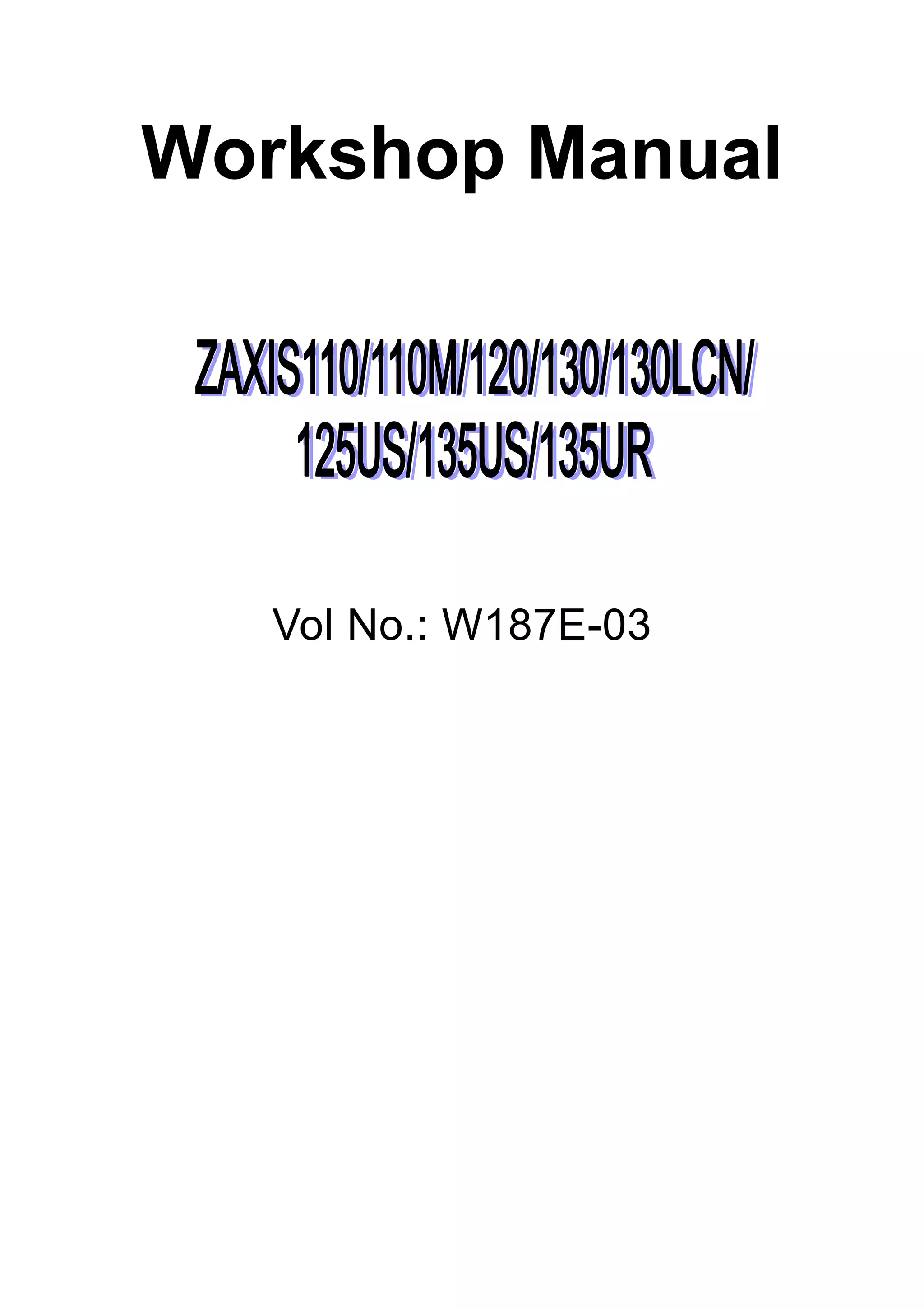 HITACHI ZAXIS 135US EXCAVATOR Service Repair Manual | PDF