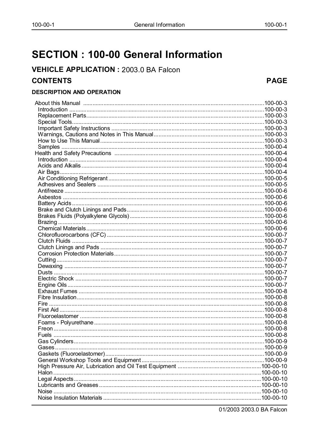 2002 FORD BA FALCON Service Repair Manual