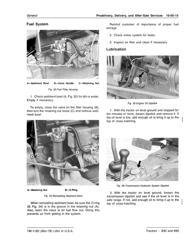 JOHN DEERE 950 TRACTOR Service Repair Manual