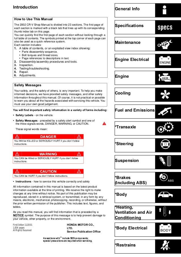 2004 Honda CR-V Owners Manual User Guide